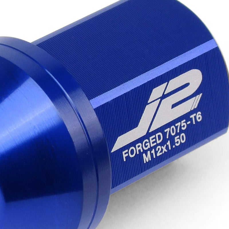 J2 Engineering 20 Pcs 7075 Aluminum Closed End M12 x 1.5 Lug Nuts Set w/Socket Adapter, Blue, Fit Conical Seat, LN-T7-006-15-BL - Image 3